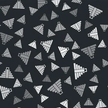 Grey Chichen Itza in Mayan icon isolated seamless pattern on black background 스톡 일러스트