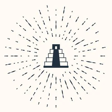 Grey Chichen Itza in Mayan icon isolated on beige background. Ancient Mayan Ilustración de archivo