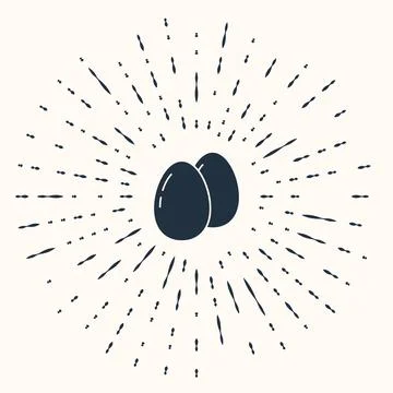 Grey Chicken egg icon isolated on beige background. Abstract circle random .. Illustrazione stock