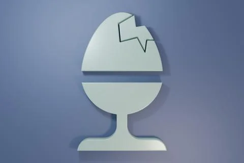 Grey Chicken egg on a stand icon isolated on purple-blue background. Happy .. Stock Illustration