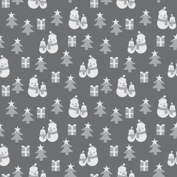 Grey Christmas Snowman seamless pattern background Illustrazione stock