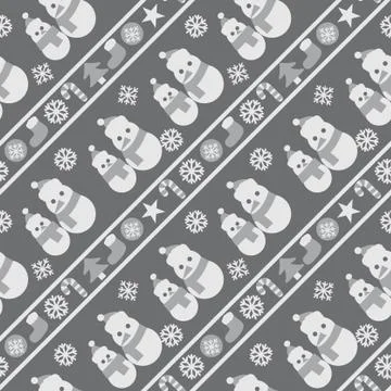 Grey Christmas Snowman seamless pattern background Stockillustratie