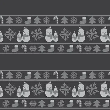 Grey Christmas Snowman seamless pattern background Stock Illustration