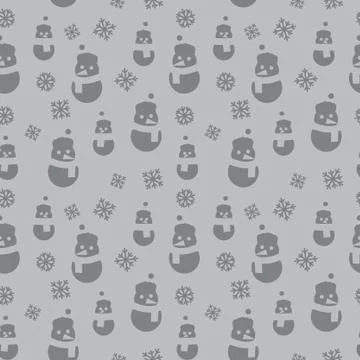 Grey Christmas Snowman seamless pattern background Illustrazione stock