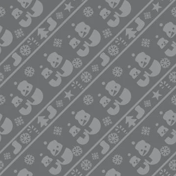 Grey Christmas Snowman seamless pattern background イラスト素材