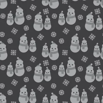 Grey Christmas Snowman seamless pattern background Illustrazione stock