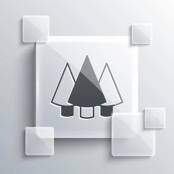 Grey Christmas tree icon isolated on grey background. Merry Christmas and H.. Stock Illustration
