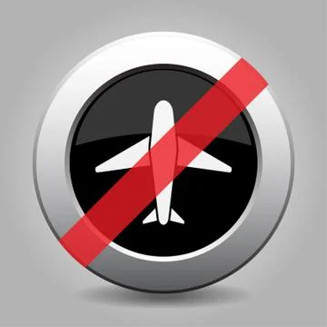 Grey chrome button - no airplane Stock Illustration