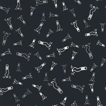 Grey Cigarette butt icon isolated seamless pattern on black background. Stubb Stock Illustration