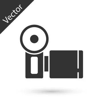 Grey Cinema camera icon isolated on white background. Video camera. Movie sign Stock Illustration