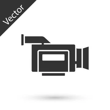 Grey Cinema camera icon isolated on white background. Video camera. Movie sign Stock Illustration