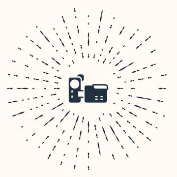 Grey Cinema camera icon isolated on beige background. Video camera. Movie sign Stock Illustration