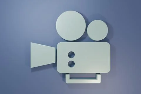 Grey Cinema camera icon isolated on purple-blue background. Video camera. M.. Stock Illustration