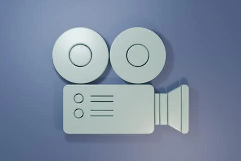 Grey Cinema camera icon isolated on purple-blue background. Video camera. M.. Illustrazione stock
