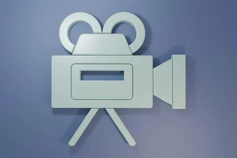 Grey Cinema camera icon isolated on purple-blue background. Video camera. M.. Stock Illustration