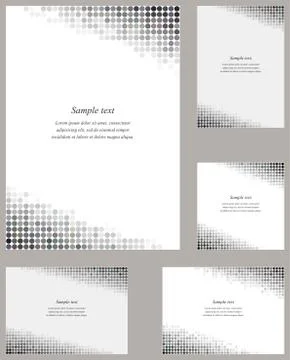 Grey circle mosaic page corner design template set Illustrazione stock