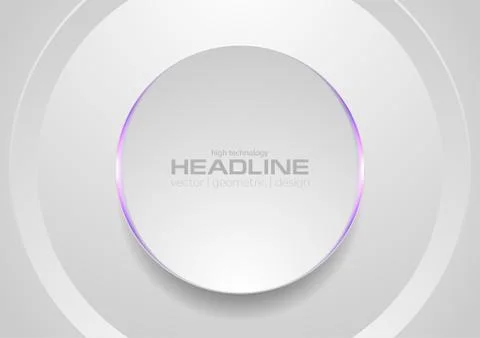 Grey circle with violet light abstract tech background Stock Illustration