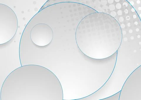 Grey circles with blue outlines abstract geometric background Stock Illustration