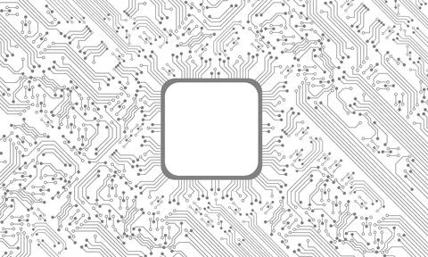 Grey circuit line technology pattern on white background vector Stock Illustration