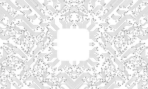 Grey circuit line technology pattern on white background vector 库存插图