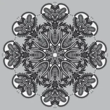 Grey circular decorative geometric pattern for yoga fashion desi Stock Illustration