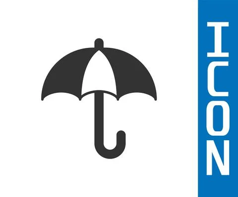 Grey Classic elegant opened umbrella icon isolated on white background. Rain 库存插图