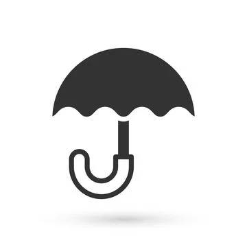 Grey Classic elegant opened umbrella icon isolated on white background. Rain Illustrazione stock