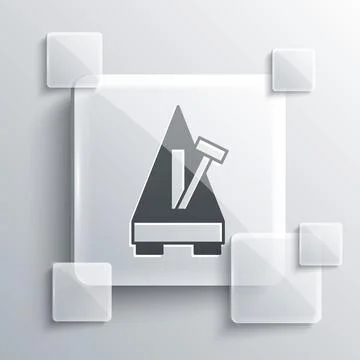 Grey Classic Metronome with pendulum in motion icon isolated on grey background Stock Illustration
