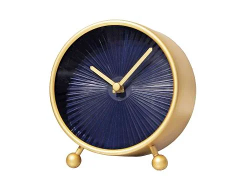 Grey clock with blue clock-face isolated on white. Stock Illustration