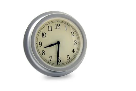 Grey clock with clipping path Stock Photos