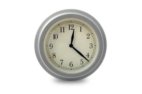 Grey clock with clipping path Stock Photos
