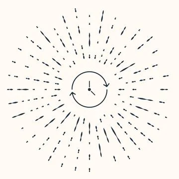 Grey Clock icon isolated on beige background. Time symbol. Abstract circle Stock Illustration