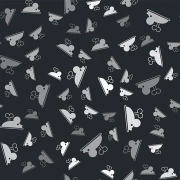 Grey Clockwork mouse icon isolated seamless pattern on black background. Wind up Stock Illustration