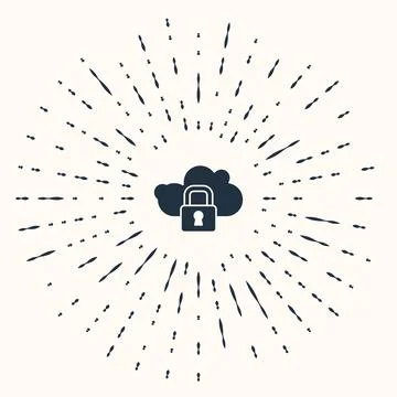 Grey Cloud computing lock icon isolated on beige background. Security, safe.. 스톡 일러스트