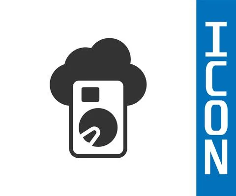 Grey Cloud database icon isolated on white background. Cloud computing concept Stock Illustration