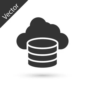 Grey Cloud database icon isolated on white background. Cloud computing concept Stock Illustration