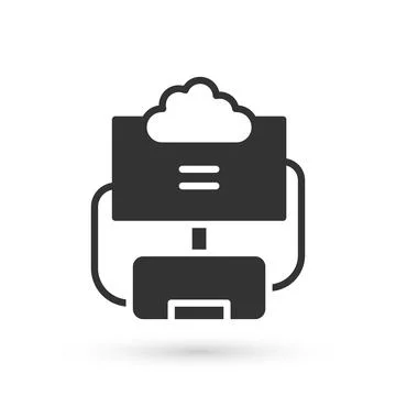 Grey Cloud database icon isolated on white background. Cloud computing concept Stockillustratie