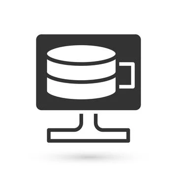 Grey Cloud database icon isolated on white background. Cloud computing concept Stock Illustration