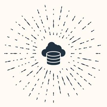 Grey Cloud database icon isolated on beige background. Cloud computing concept Illustrazione stock