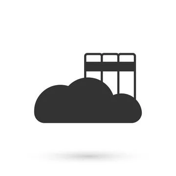 Grey Cloud or online library icon isolated on white background. Internet Stock Illustration