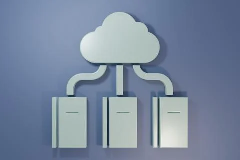 Grey Cloud or online library icon isolated on purple-blue background. Inter.. Stock Photos