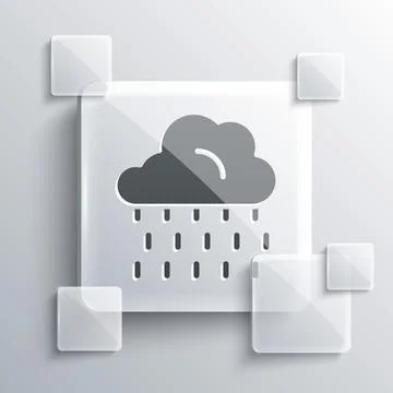 Grey Cloud with rain icon isolated on grey background. Rain cloud precipitati 스톡 일러스트