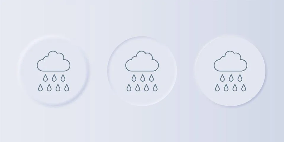 Grey Cloud with rain icon isolated on grey background. Rain cloud precipita.. Stock Illustration