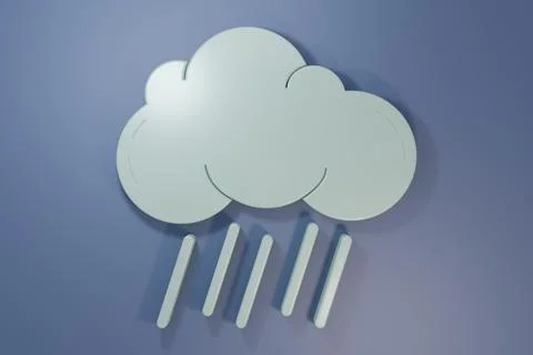 Grey Cloud with rain icon isolated on purple-blue background. Rain cloud pr.. Stockillustratie