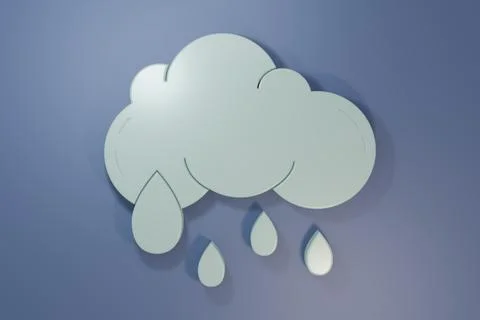 Grey Cloud with rain icon isolated on purple-blue background. Rain cloud pr.. 库存插图