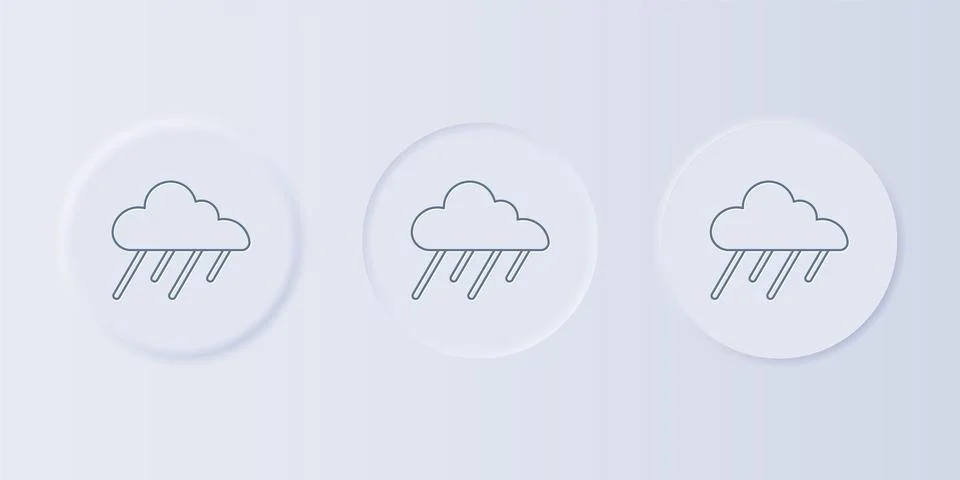 Grey Cloud with rain icon isolated on grey background. Rain cloud precipita.. Stock Illustration