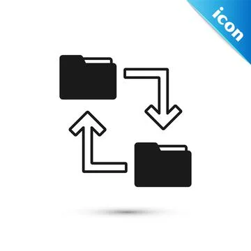Grey Cloud storage text document folder icon isolated on white background 스톡 일러스트