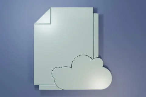 Grey Cloud storage text document icon isolated on purple-blue background. M.. Foto stock