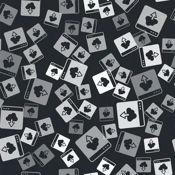 Grey Cloud technology data transfer and storage icon isolated seamless pattern Illustrazione stock