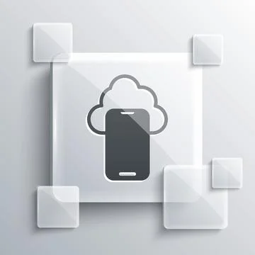 Grey Cloud technology data transfer and storage icon isolated on grey background 스톡 일러스트